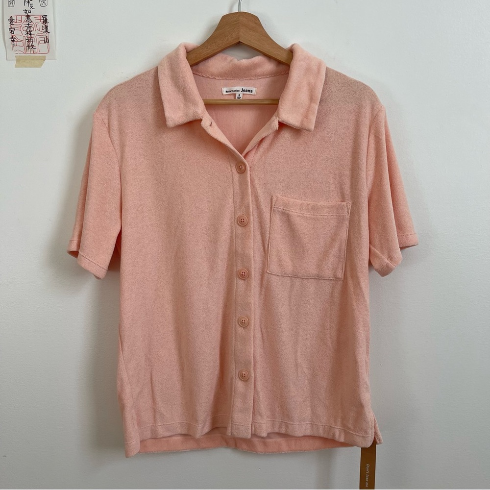 Reformation jeans Terry Short Sleeve Button Up